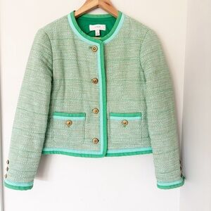 J. Crew Mint Tweed Collarless Jacket sz. 6